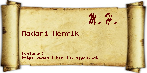 Madari Henrik névjegykártya